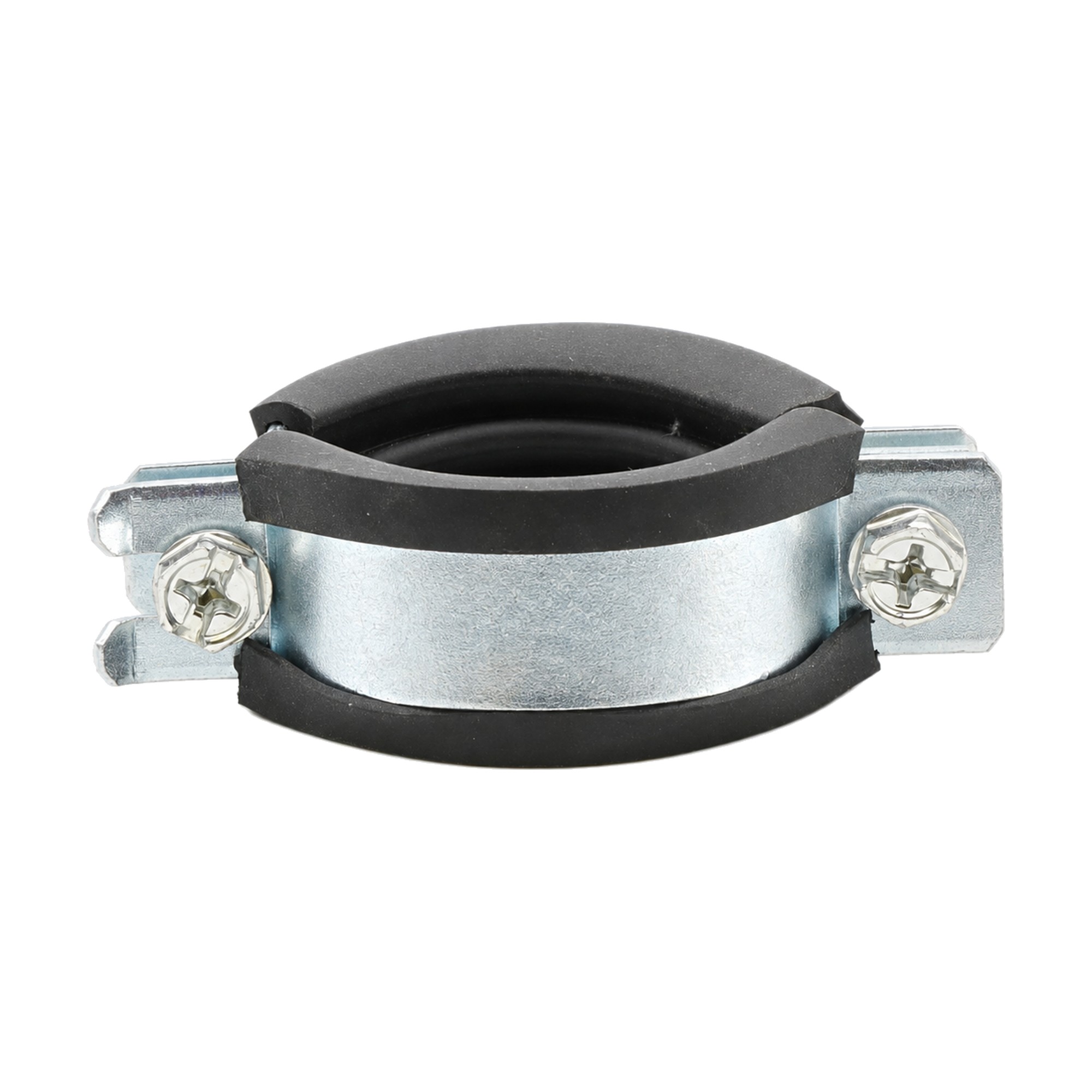 Rohrschelle zweiteilig 38–42 mm M8/M10 mit Elastomereinlage, Stahl verzinkt