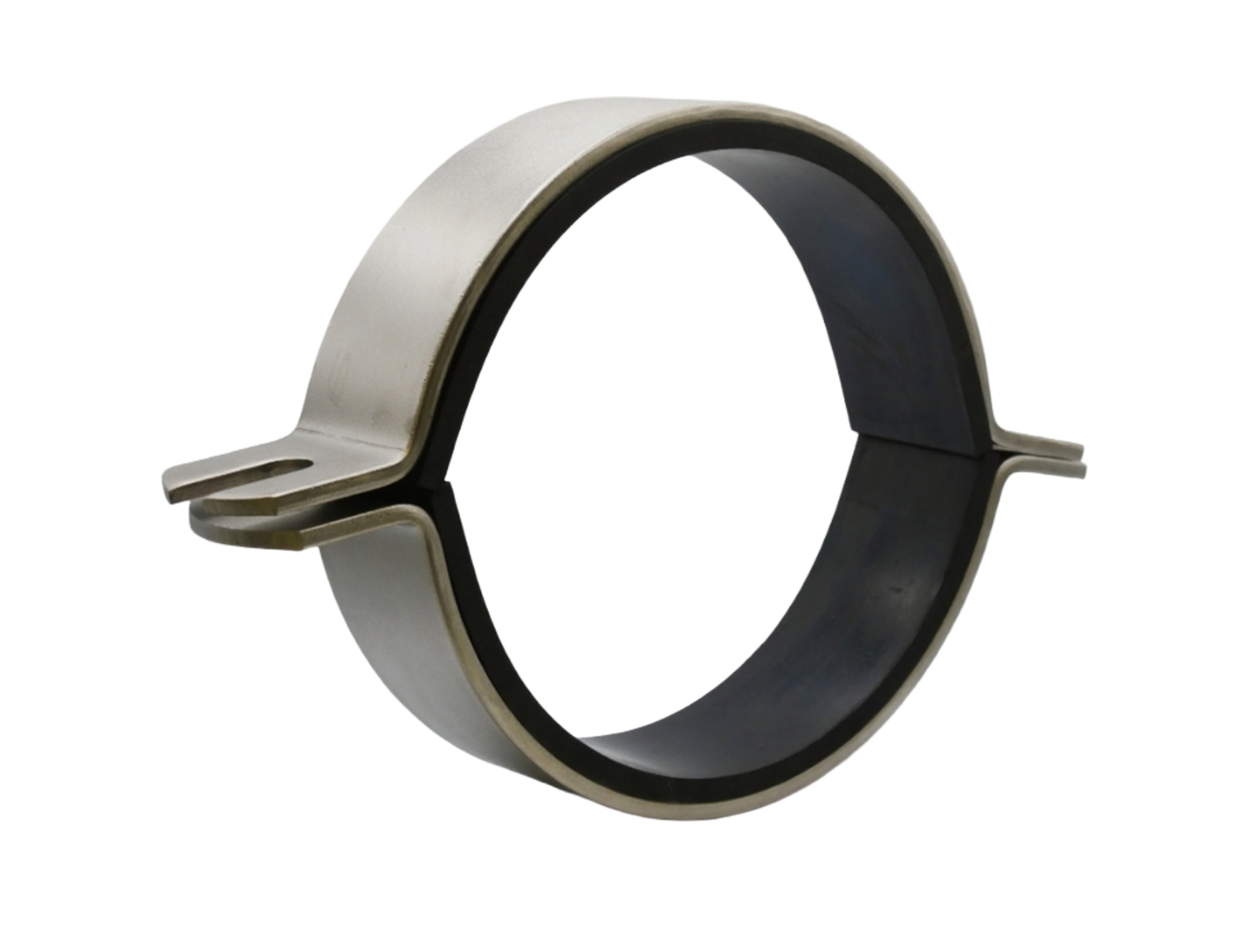 Rohrschelle DN200 V4A/W5 10° geneigt | Rohr Ø 210 mm | Paar + 2 Einlagen EPDM